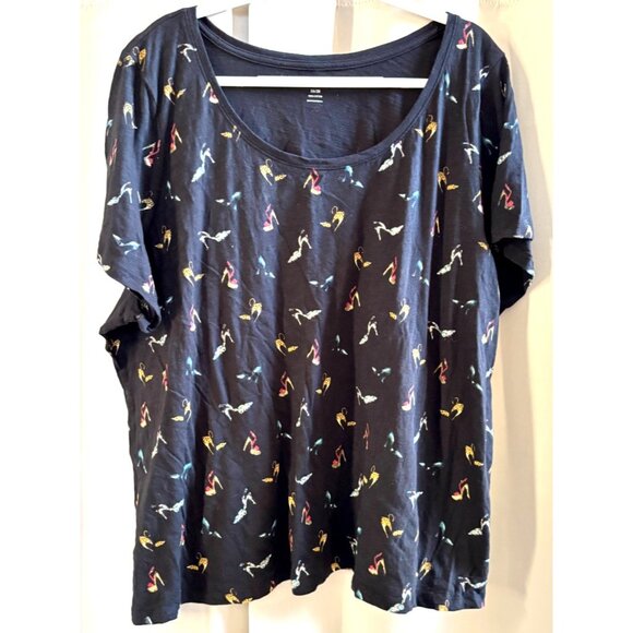 Lane Bryant Womens Top High Heel Shoe Novelty Size 26/28 Metallic Cotton 19209 - Picture 1 of 9